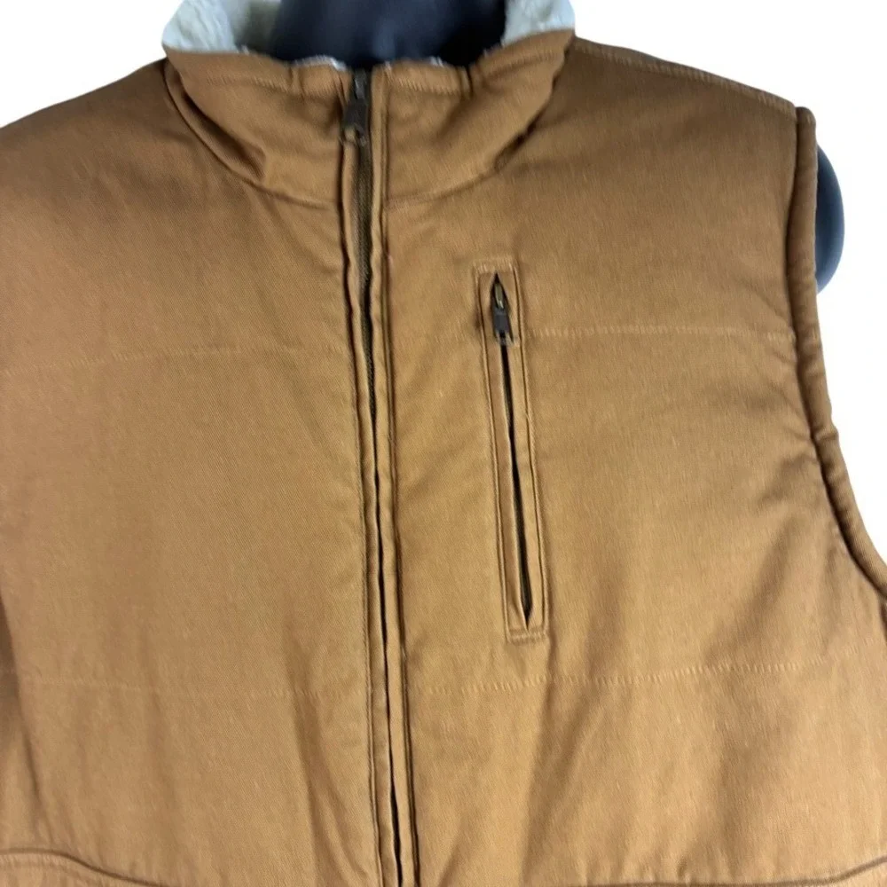 LEE Workwear Sherpa Lined Vest Full Zip Durable Canvas Men's‎ Sz XL Tobacco NWOT
